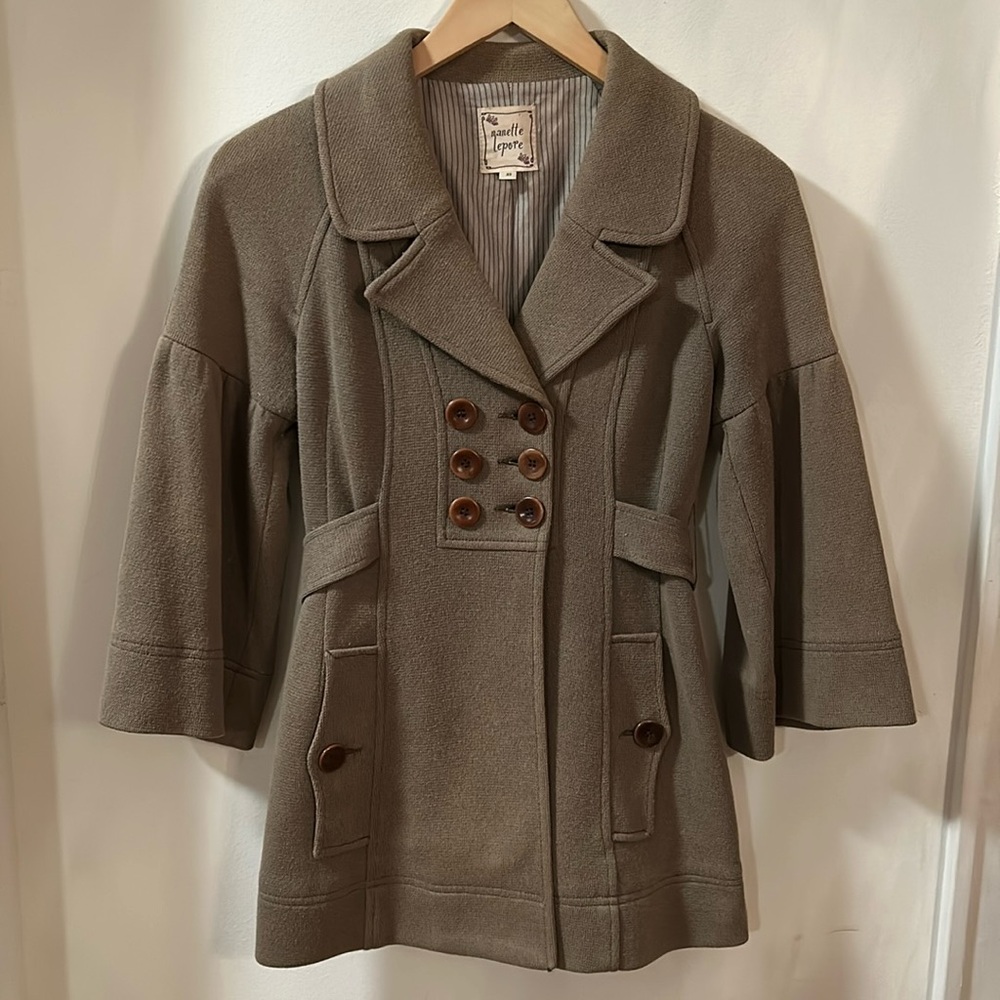 Vintage Nanette Lepore | Beige Wool Blend Long Coat - Size XS